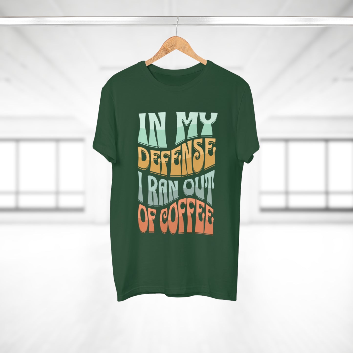 "In My Defense I Ran Out Of Coffee" Retro Typography Coffee Lover Tee
