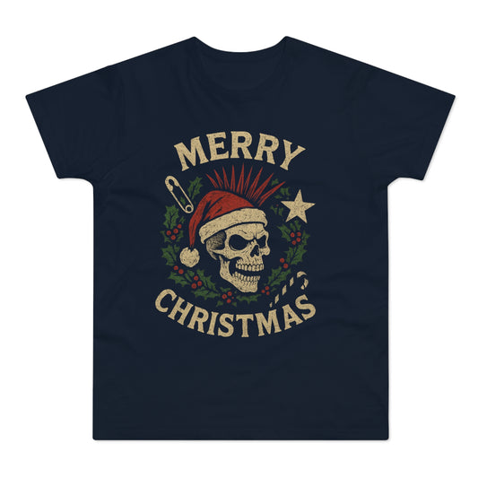 Merry Christmas Skull T-Shirt — Edgy Holiday Tee for Men