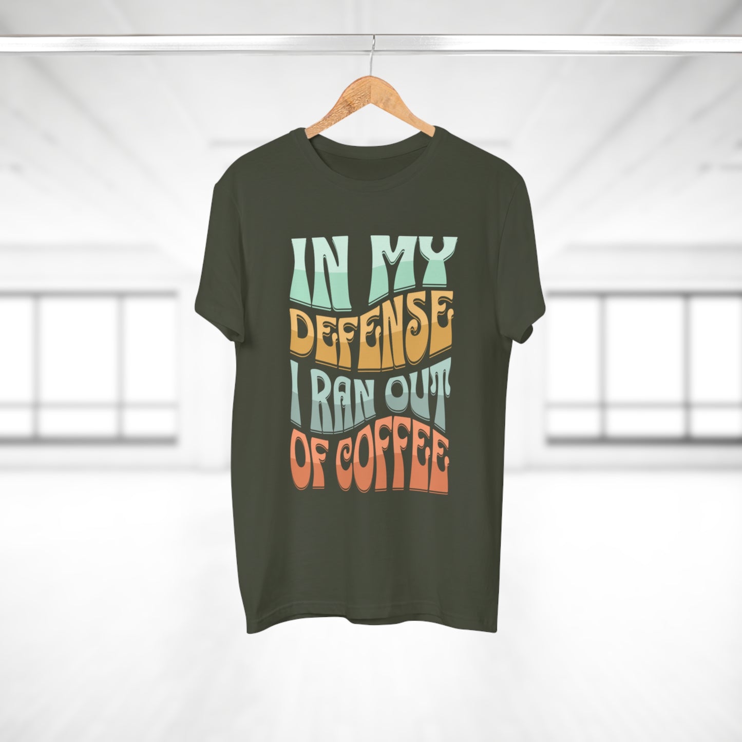 "In My Defense I Ran Out Of Coffee" Retro Typography Coffee Lover Tee