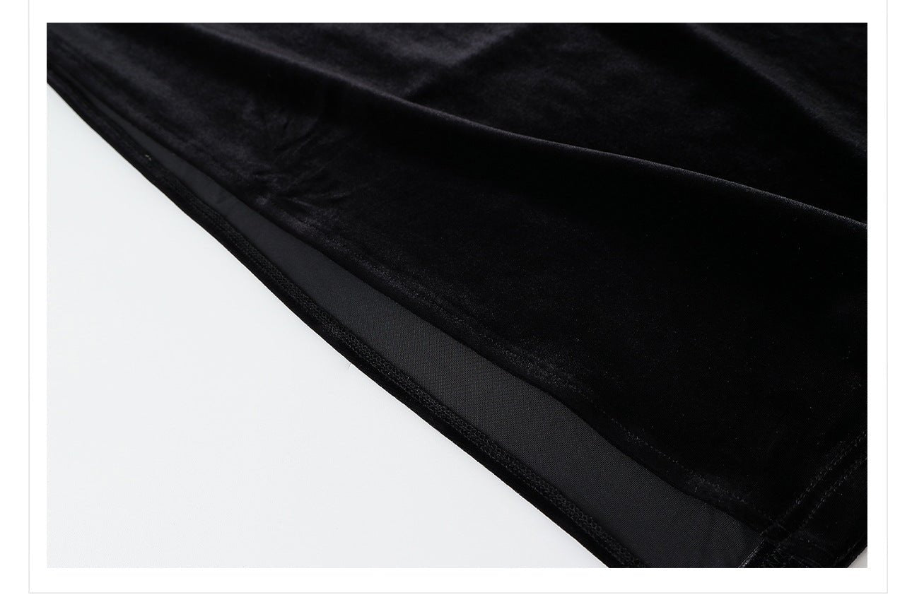 Black Velvet Dress With Beads