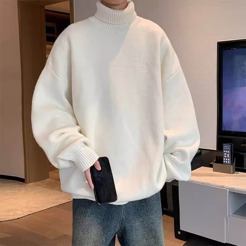 Sweater with High Collar Lazy Style Loose