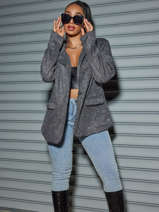 Oversized Sequin Cardigan Blazer