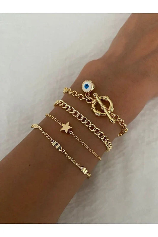 Star Layered Bracelet Set for Women Modern Gold Stackable Bracelets Jewelry
