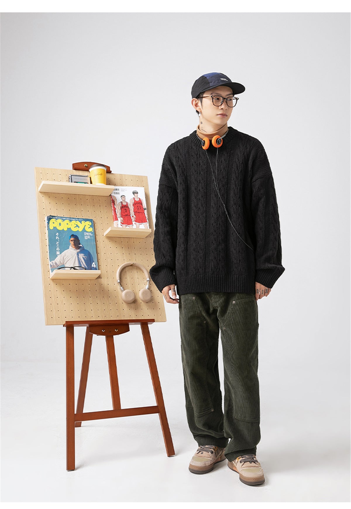 Textured Cable Knit Sweater