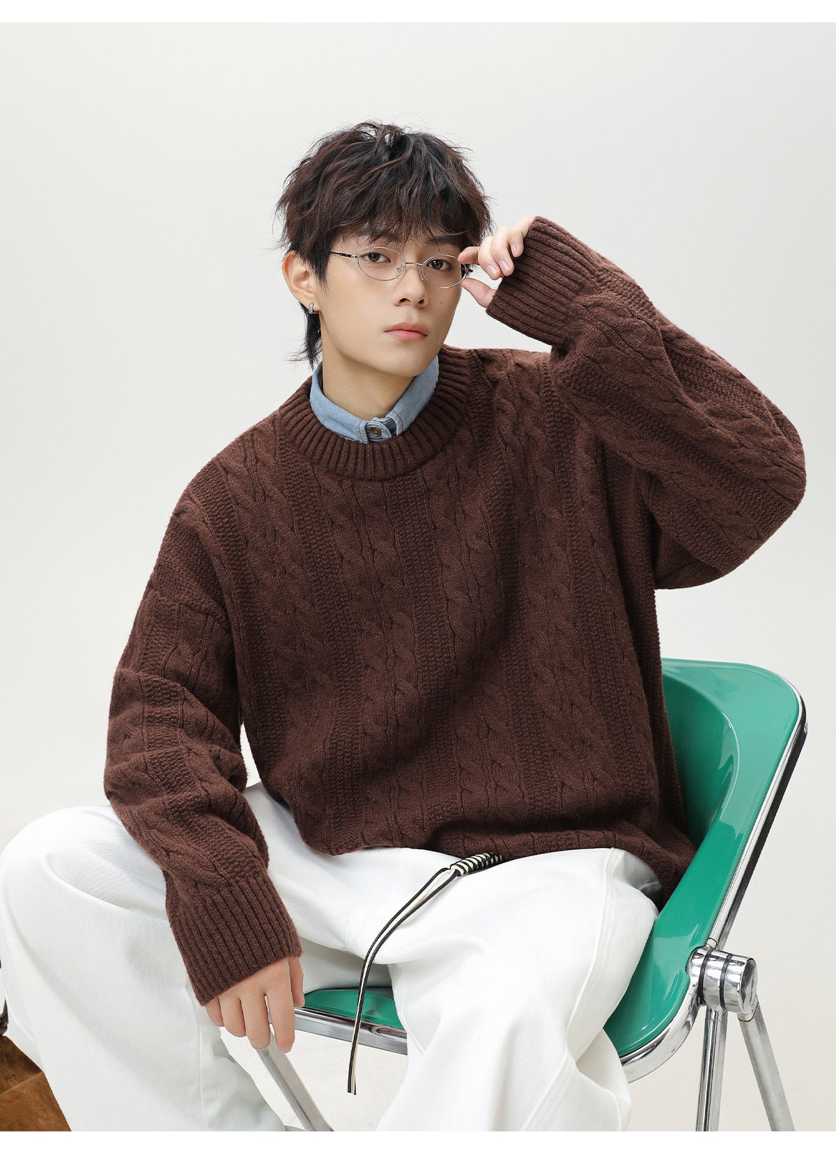 Textured Cable Knit Sweater