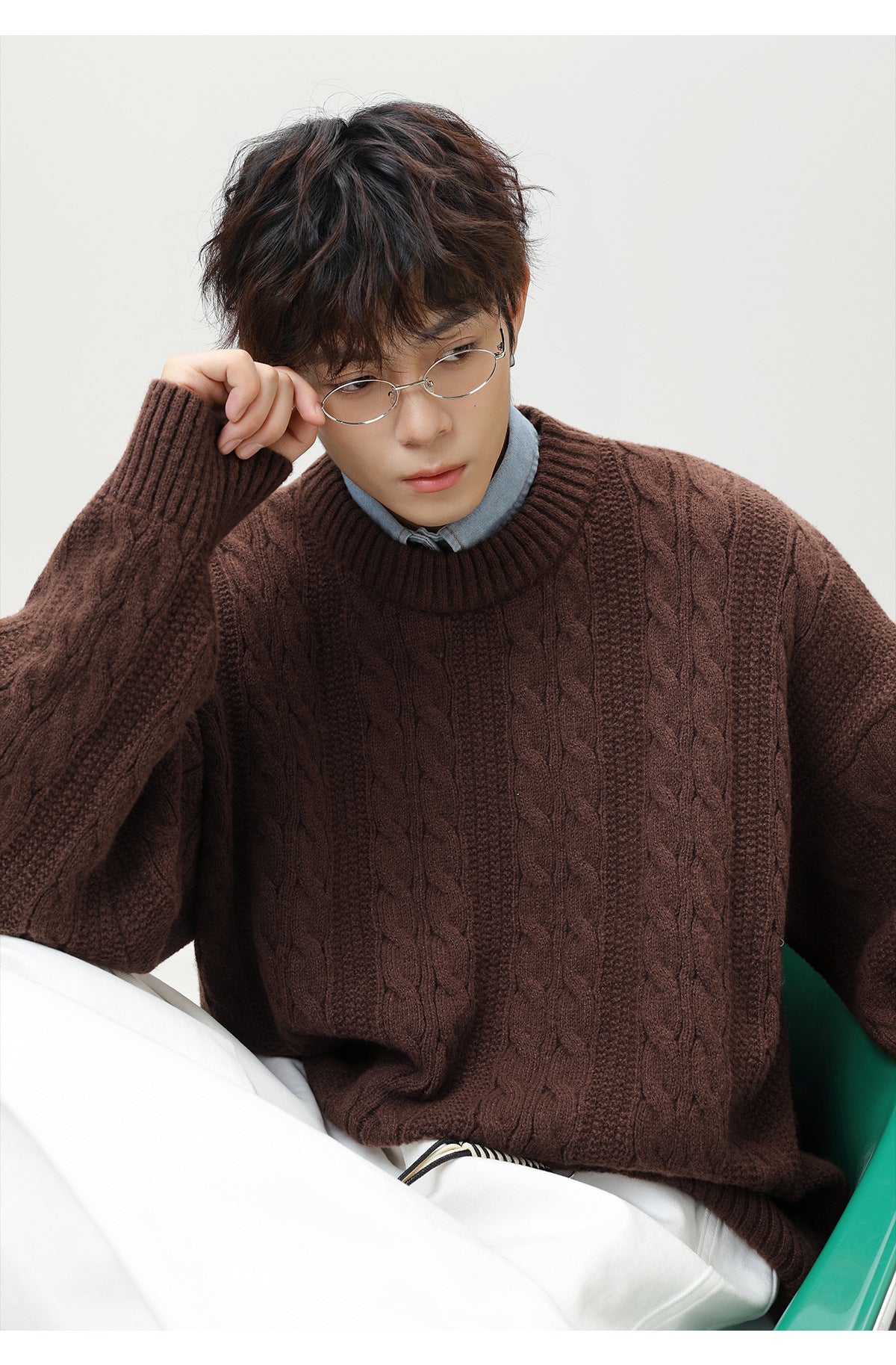 Textured Cable Knit Sweater