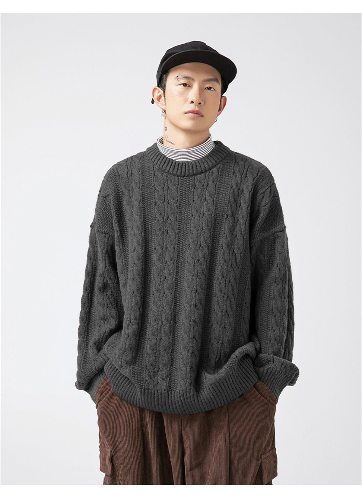 Textured Cable Knit Sweater
