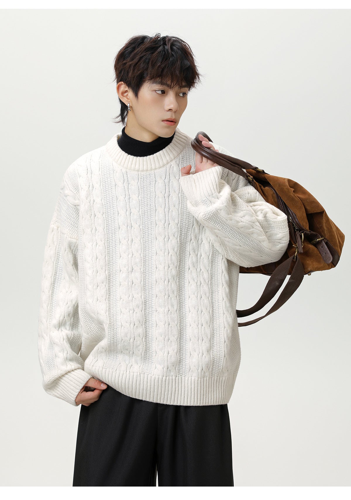 Textured Cable Knit Sweater