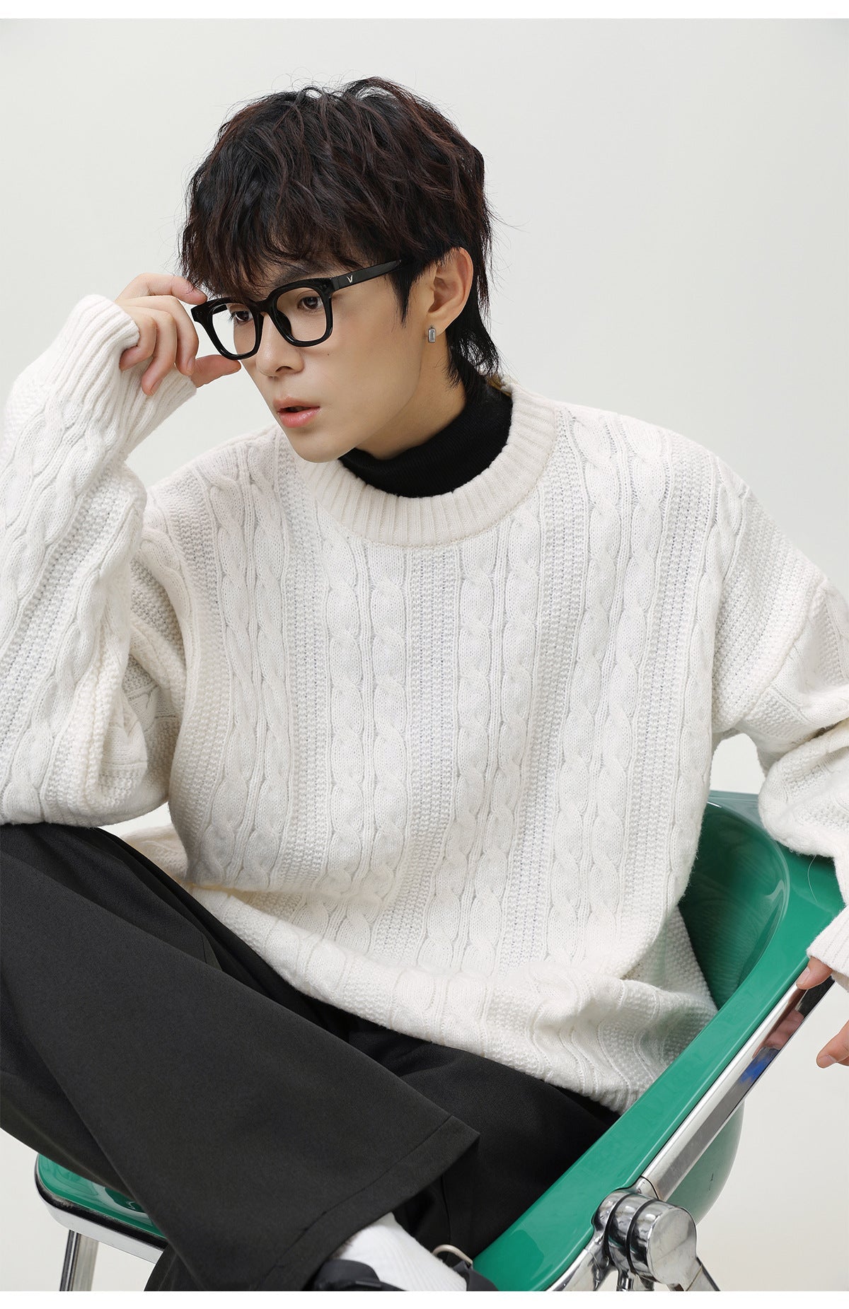 Textured Cable Knit Sweater