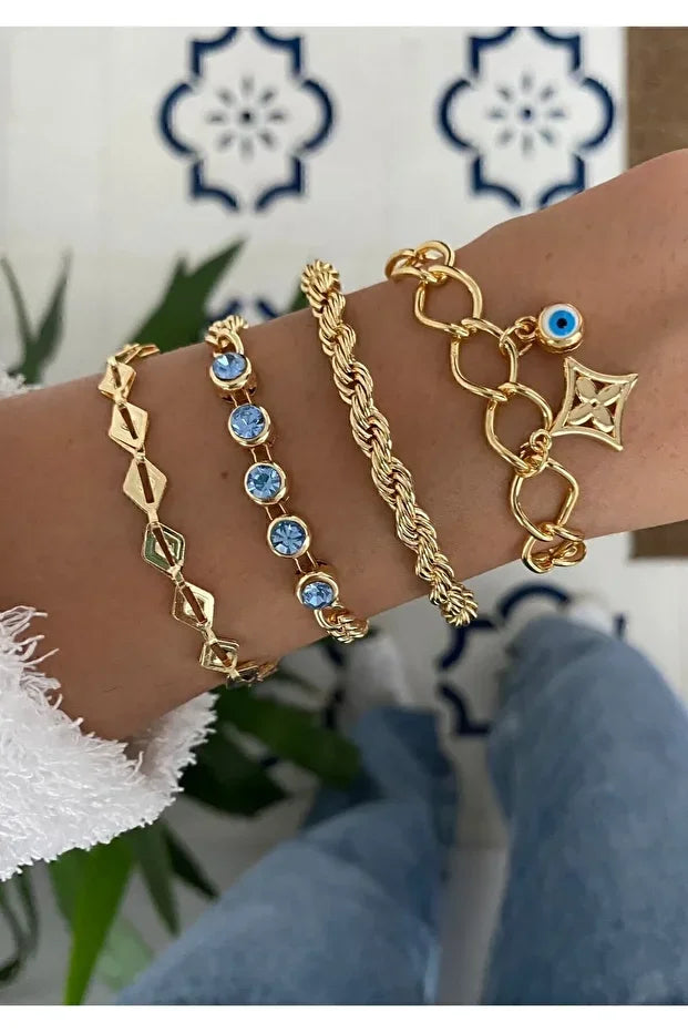 Turquoise Beaded Bracelet Set Boho Chic Layered Jewelry for Women