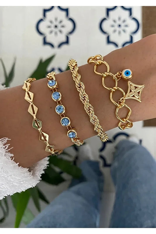 Turquoise Beaded Bracelet Set Boho Chic Layered Jewelry for Women