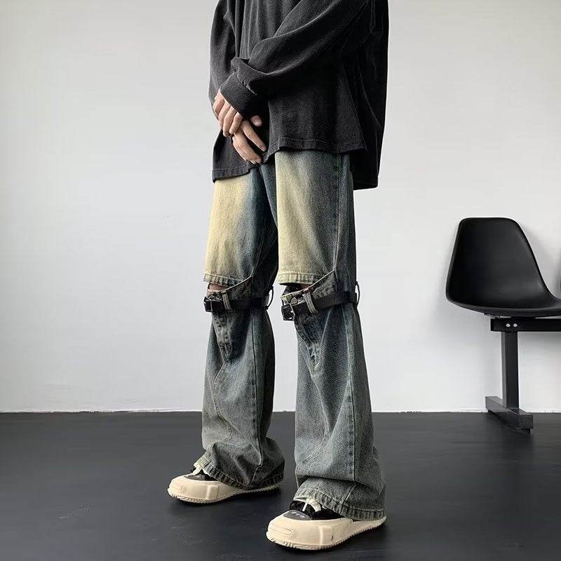 Prewashed Retro Jeans with Metal Detail