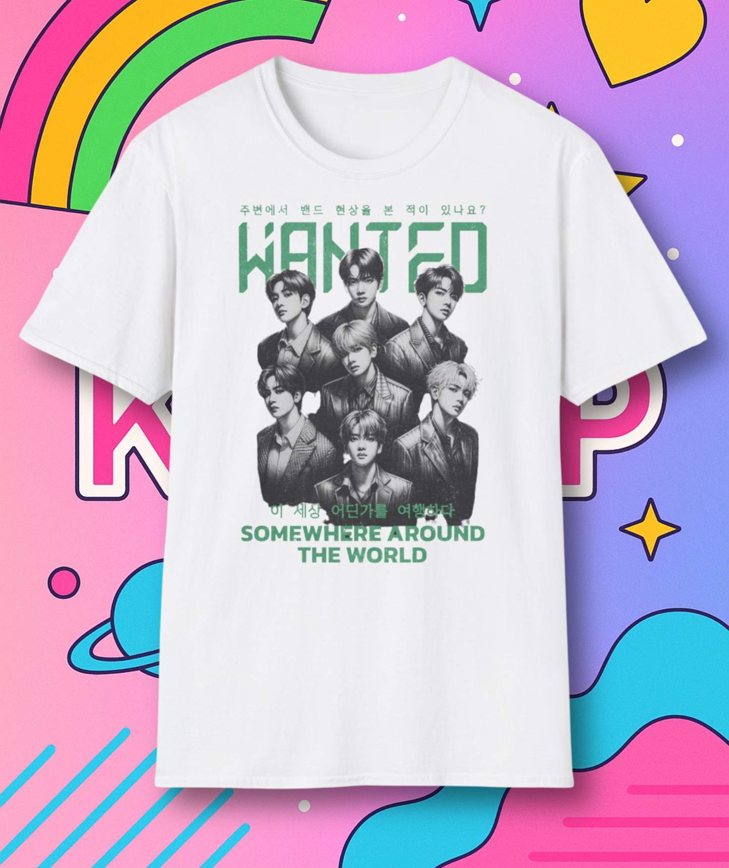 Wanted K-Pop Group Photo Tee — "Somewhere Around the World"