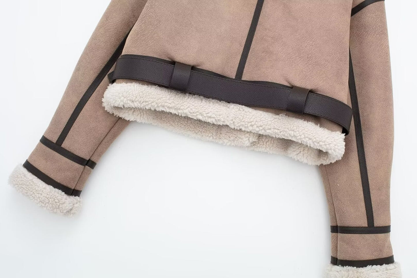 Women Retro Motorcycle Style Short Fur Jacket